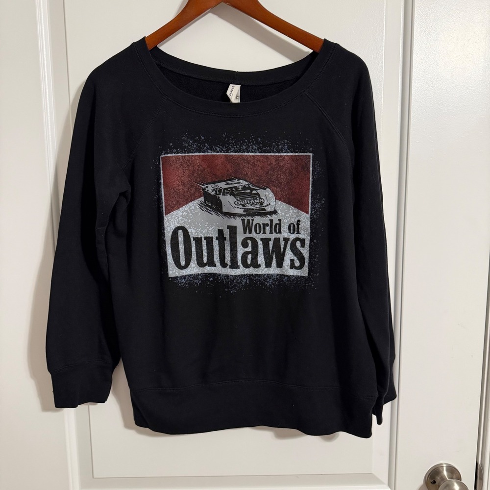 Bella + Canvas World of Outlaws Racing Sweatshirt Black 2XL Wide Neck Pullover